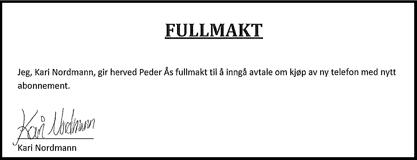 Fullmakt mal norsk